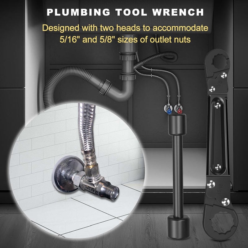 Holdly Multi-Functional Angle Stop Wrench Kit - Plumbing Tools for Professional Plumbers | Installing & Removing Compression Angle Stop and Fittings (Black-Angle Stop Wrench Kit) - Image 4
